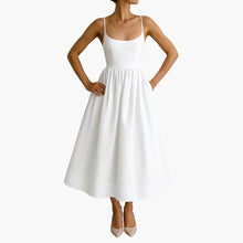 Midikleid Ärmelloses - Sommerkleid für Damen mit Faltenrock – Weiß
