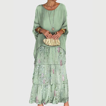 Maja | Damen Boho Geschichtetes Maxi Shorts Kleid – Verblasstes Grün