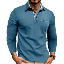 Rupert - Bequemes Herren-Langarm-Poloshirt – Hellblau