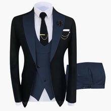 Herren Anzug mit Weste und langärmligem Sakko – Marineblau