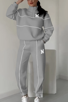 Jogginganzug mit Reißverschluss | Kontrastpaspeln | Lässiger Streetstyle – Grau