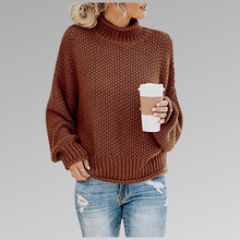 Kuscheliger Damen-Strickpullover mit Rollkragen – Modischer Pullover für Herbst und Winter – Braun