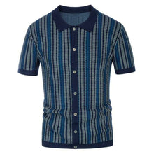 Atmungsaktive Herren Chevron Poloshirt mit Knopfleiste – Julian – Marine