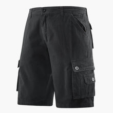 Herren Sommer Cargo-Shorts mit elastischem Bund und Taschen – Schwarz