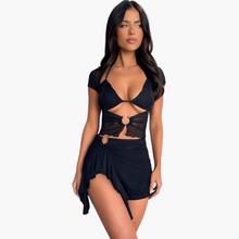 Cut-Out Co-Ord Zweiteiler - Damen Sommerlook für den Strand – Schwarz