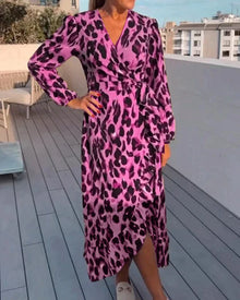 Kleid mit V-Ausschnitt für Damen – Hellrosa