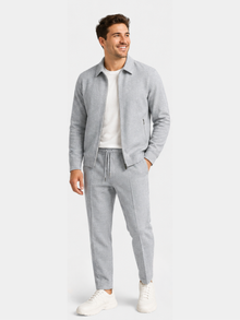 Tobiana - Set Aus Strukturierter Jacke MIT Reißverschluss Und Hose MIT Kordelzug – Grau