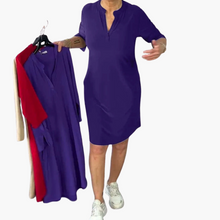 Helga | Schlichtes V-Ausschnitt Kleid – Lila
