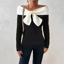 Schulterfreier Pullover | Schleifen-Detail | Feminine Eleganz – Schwarz