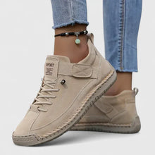Barbara | Damen Lässige Schnür-Sneaker – Beige