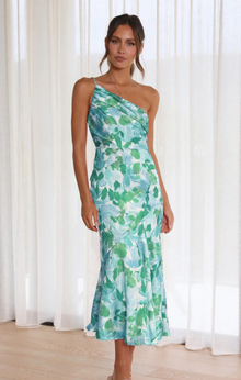 DENISE | Schulterfreies Kleid – Blau