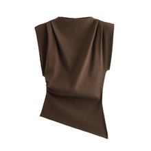 Thalia- Schickes Schultertop mit Details – Braun