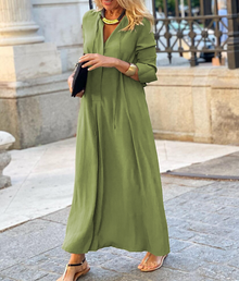 Leona - Damen Bequemes Maxikleid – Grün