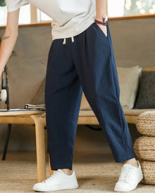 Jeremiah | Locker geschnittene Plissee-Sommerhose mit Kordelzug – Marineblau