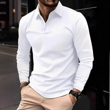 Deacon - Bequemes Langarm-Poloshirt – Weiß