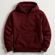 Kennet – Langarm-sweatshirt MIT Kapuze Und Viertelreißverschluss – Burgunderrot