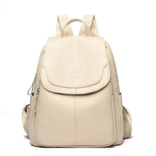Diebstahlsicherer Lederrucksack – Beige