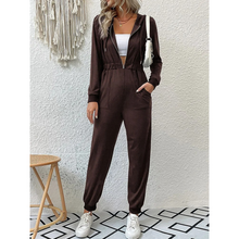 Luxuriöser Retro-Jumpsuit-Trainings- & Jogginganzug für Damen | Perfekt für den Alltag – dunkelbraun