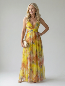Isel | Soft Wrap Maxikleid – Gelb