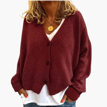 Gwen – Langärmelige Strickjacke – Burgunder