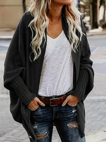 Lässiger warmer Ärmeln Woll Strickcardigan für Damen | Perfekt für Alltägliche Trage – Schwarz