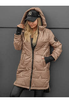 Lipina – Gesteppte Lange Kapuzenjacke – Khaki