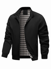 Charith - Lässige Langarm Jacke Mit Reißverschluss – Schwarz