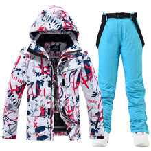 Wasser- und winddichter Unisex-Skianzug - Nivor – Rot mit Blau