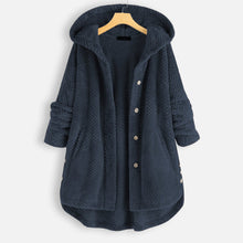 Kuschelige Damen Fleecejacke mit Kapuze – Lässige Winterjacke im Oversize-Look, Verschiedene Farben – Blau