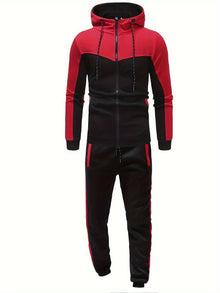 Lässiger Oversize-Trainingsanzug mit Kapuzenpullover und Hose für Herren | Ideal für Outdoor-Aktivitäten – Rot