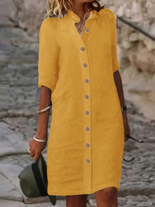 Keiniza – Kurzarm-Hemd Kleid – Orange