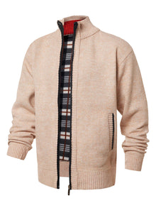Strickjacke mit Reißverschluss und Stehkragen – Joshua – Beige