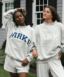 Damen Varsity Sweatshirt – Graues Sweatshirt 2er Set Marineblau & Weiß