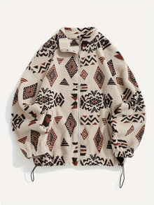 Esra – Langärmelige Jacke Mit Geometrischem Muster – Aprikose
