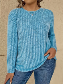 Katiya - Lässiger Locker Sitzender Pullover Mit Langen Ärmeln – Blau