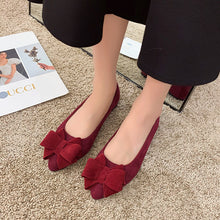 Schicke Damen-Bow-Schuhe mit stylischen dicken Absätzen – Burgunderrot