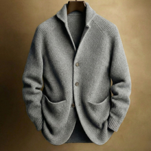 Silvoro – Gerippter Wollcardigan für Herren – Grau