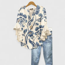Juria – Bluse Mit Rüschenärmeln Und Blumenmuster – Weiß
