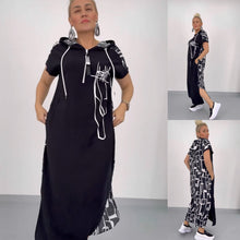 Rosalind® | Langes und elegantes Kleid mit Kapuze – Schwarz