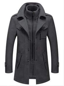 Eleganter Dicke Wollmantel Mit Doppelt Reißverschluss Für Herren | Perfekt für Winter – Grau