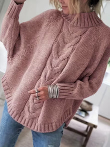 Edeltraut – Rollkragenpullover mit Fledermausärmeln – Rosa