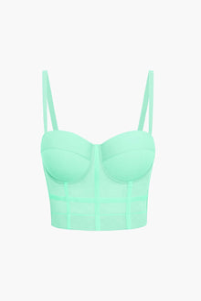 Ida | Figurbetontes Bustier-Top mit Bügel-Cups und transparenter Mesh-Struktur – Minze