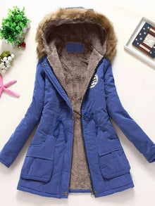 Gemütlicher Fleecegefütterter Kapuzen Wintermantel für Damen | Ideal für Herbst/Winter – Königsblau
