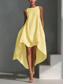 Alyna – Ärmelloses Midikleid Mit Asymmetrischem Saum – Gelb