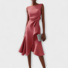 Juliette – Asymmetrisches Midikleid mit Drapierung – ROSA