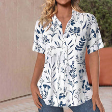 Michelle™ - Lässige Bluse mit Blattmuster – Blau