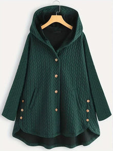 TARA – Damen-Wintermantel – Eleganter Gefütterter Mantel mit Kapuze – Grün