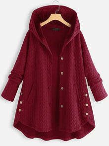 TARA – Damen-Wintermantel – Eleganter Gefütterter Mantel mit Kapuze – Rot