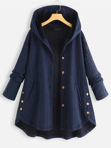 TARA – Damen-Wintermantel – Eleganter Gefütterter Mantel mit Kapuze – Marineblau