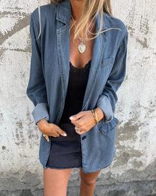 Mirelda | Bequemer Denim-Blazer – Ausgewaschenes Blau